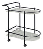 Desiree black bar cart with casters and wine rack front view