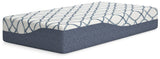 12 Inch Chime Elite 2.0 Twin Mattress angled view showing white blue cover