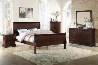 main view of Louis Philip Cherry Wood Sleigh Bedroom Set bed