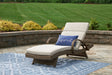 Beachcroft beige outdoor chaise lounge front angle view