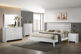 main view of Evan White Sleigh Bedroom Set bed in white finish