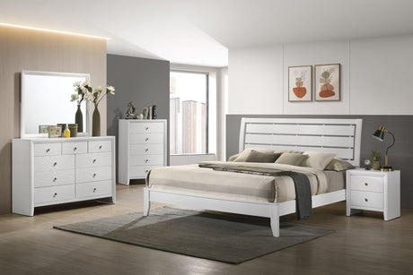 main view of Evan White Sleigh Bedroom Set bed in white finish