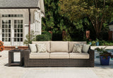 Coastline Bay brown outdoor sofa angled view