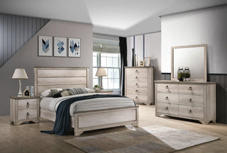 Patterson Driftwood Finish Solid Pine Panel Bedroom Set bed main view