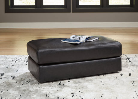 Amiata Onyx Leather Match Ottoman front angle