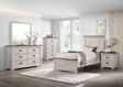 Leighton Cream Brown Wood Panel Bedroom Set main bed view