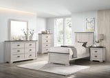 Leighton Cream Brown Wood Panel Bedroom Set main bed view