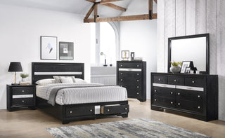main view of Regata Black Silver Storage Platform Bedroom Set bed