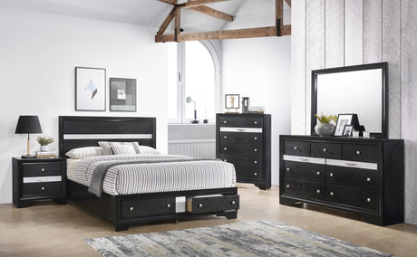 main view of Regata Black Silver Storage Platform Bedroom Set bed