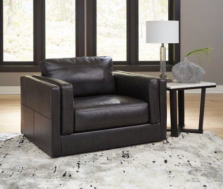 Amiata Onyx Leather Oversized Chair front angle view