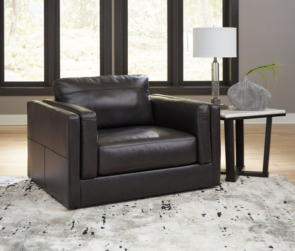 Amiata Onyx Leather Oversized Chair front angle view