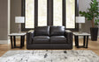 Amiata Onyx Leather Loveseat front view