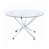 Beckham Chrome and Clear Round Dining Room Set main view