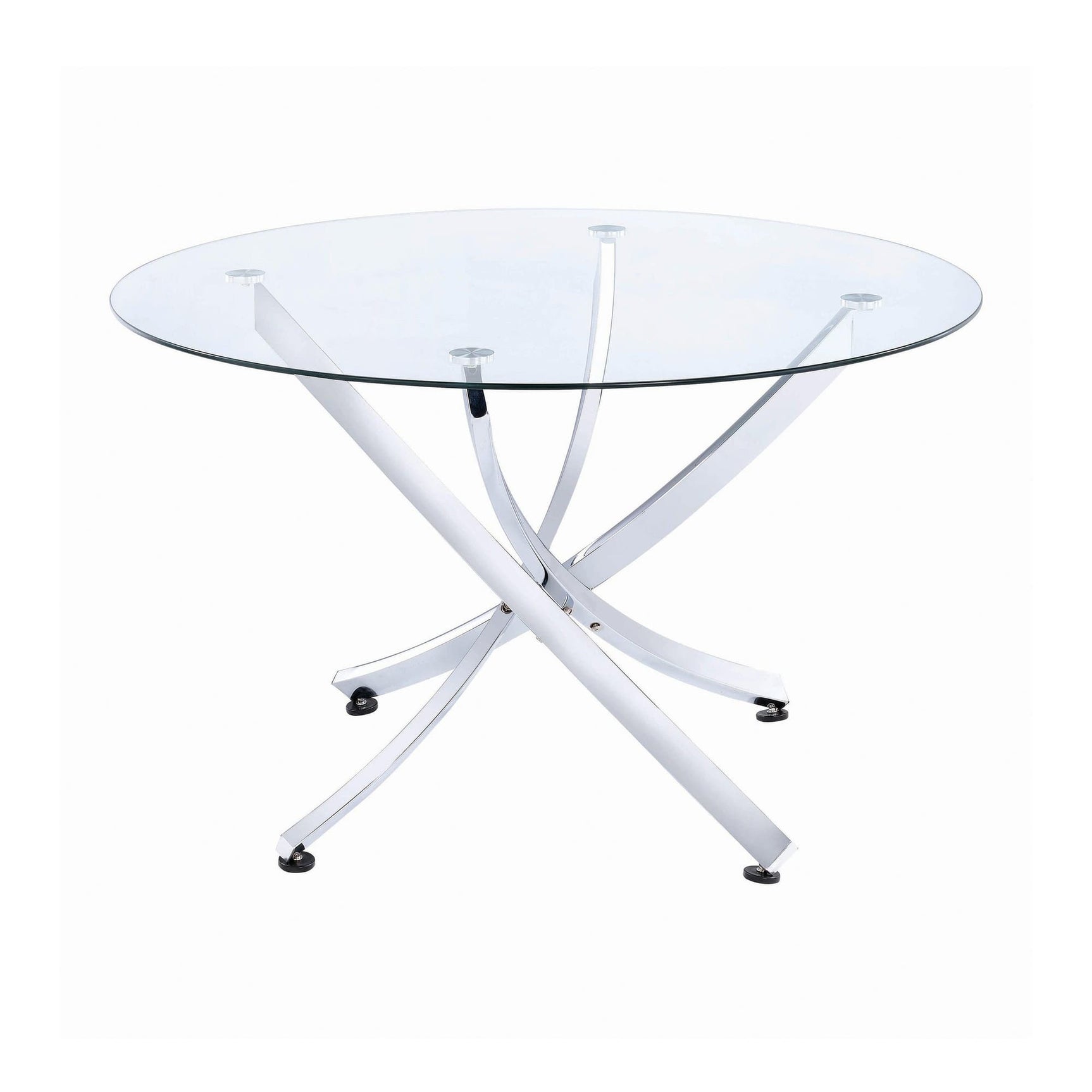 Beckham Chrome and Clear Round Dining Room Set main view