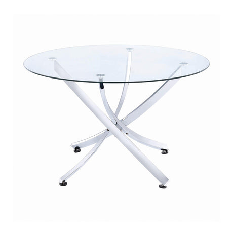 Beckham Chrome and Clear Round Dining Room Set main view