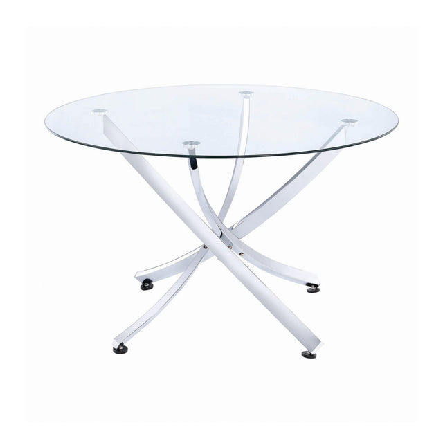 Beckham Chrome and Clear Round Dining Room Set main view