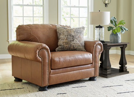 Carianna Caramel Leather Oversized Chair front angle