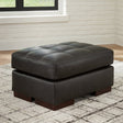 Luigi Thunder leather match ottoman front angle