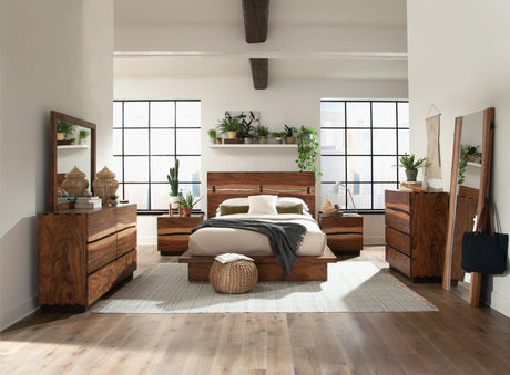 Front view of Winslow Standing Floor Mirror in Smokey Walnut and Coffee Bean finish