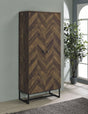Carolyn 2-Door Rustic Oak Accent Cabinet with Gunmetal Base front view