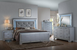 Lillian Silver LED Fabric Upholstered Tufted Bedroom Set main view