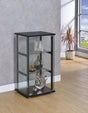 Cyclamen 3-Shelf Glass Curio Cabinet Black and Clear front view