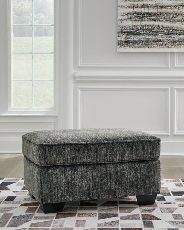 Lonoke Gunmetal Velvet Ottoman front angle