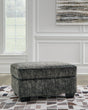 Lonoke Gunmetal Velvet Ottoman front angle