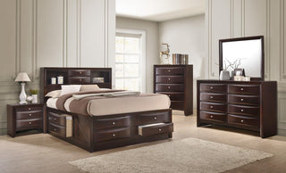 Emily Dark Cherry Storage Platform Bedroom Set main bed view