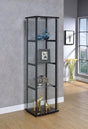 Cyclamen 4-shelf black frame glass curio cabinet front view