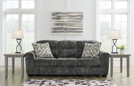 Lonoke Gunmetal Velvet Sofa front view