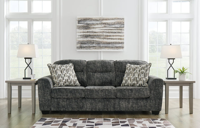Lonoke Gunmetal Velvet Sofa front view