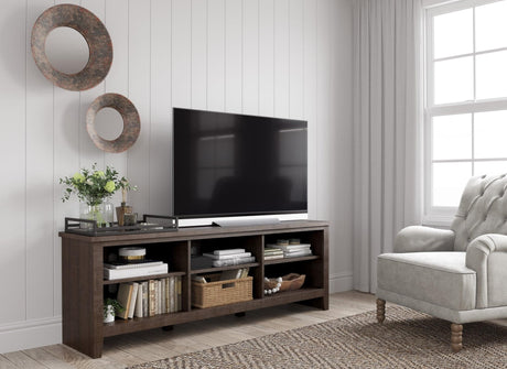 Arlenbry Large Brown Solid Wood TV Stand front view