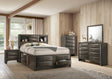 Emily Gray Oak Storage Platform Bedroom Set bed main view