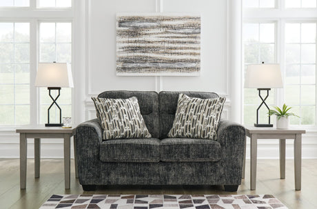 Lonoke Gunmetal Velvet Loveseat front view