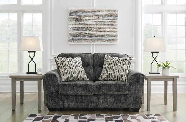 Lonoke Gunmetal Velvet Loveseat front view