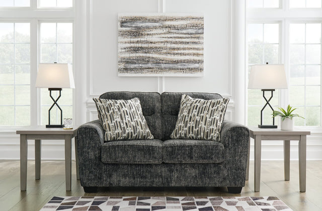 Lonoke Gunmetal Velvet Loveseat front view
