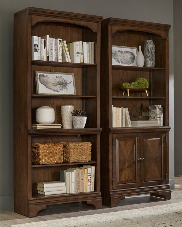 Hartshill 5-Shelf Bookcase Burnished Oak front view