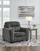 Lonoke Gunmetal Velvet Oversized Chair front angle