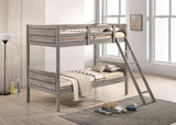 Ryder Twin Over Twin Bunk Bed Weathered Taupe front view