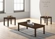 Pierce 3-piece brown wood cocktail table set with straight legs, angled view