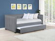 Brodie Grey Upholstered Twin Daybed with Trundle front view