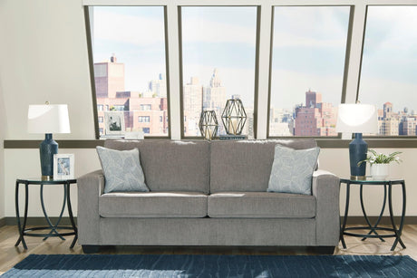 Ashley Altari gray fabric queen sleeper sofa angled view