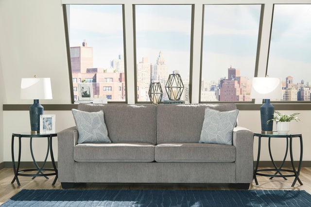 Ashley Altari gray fabric queen sleeper sofa angled view