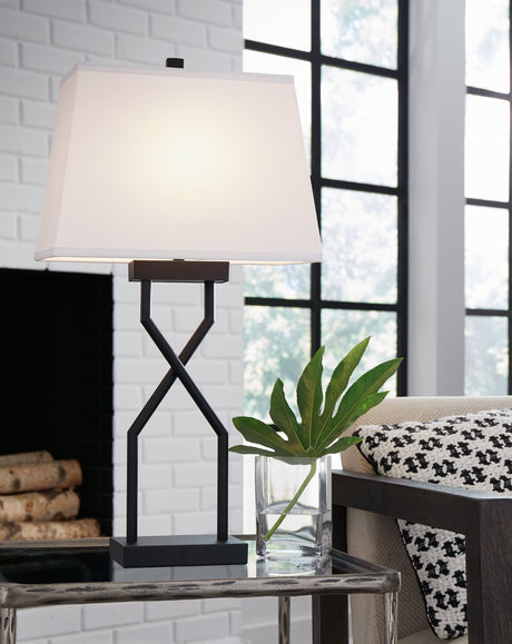 Brookthrone black metal table lamp front view