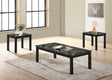 Thurner Marble Black 3-Piece Coffee Table Set, top view of black faux marble rectangular coffee table