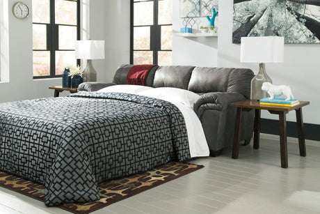 Bladen Slate Full Size Sleeper Sofa front view in slate faux leather