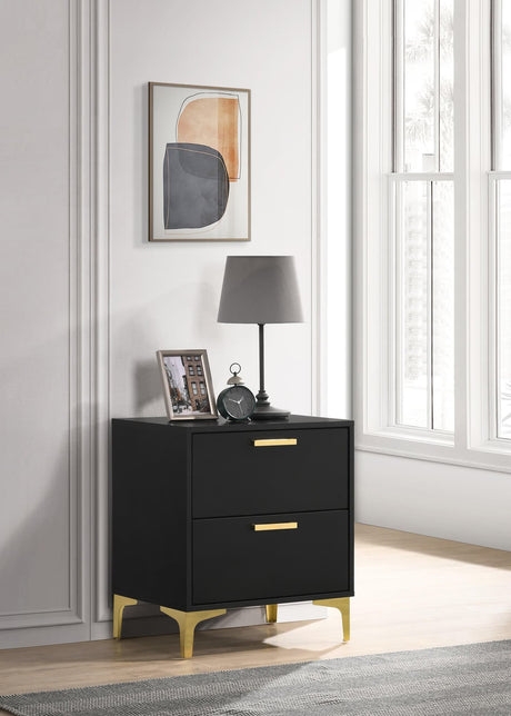 Kendall 2-Drawer Nightstand black finish front view