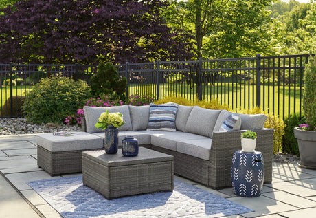 Petal Road gray outdoor loveseat sectional set front angle
