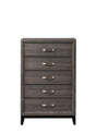 Akerson Gray Chest, front view showing 5 drawers